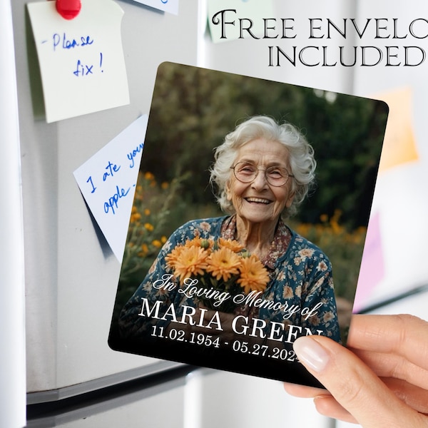 Bulk Personalized Funeral Magnet Favors for Guests, In Loving Memory Favors, Memorial Gift Cards, Custom Fridge Magnets for Remembrance Gift