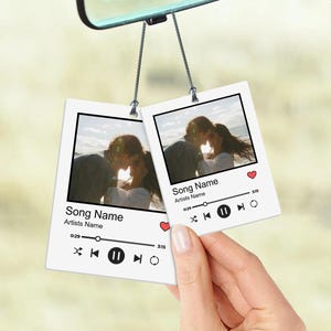 Gepersonaliseerde lied luchtverfrisser, aangepaste muziekspeler autoverfrisser met hangende foto, auto luchtverfrisser, jubileumcadeau, cadeau muziekliefhebber