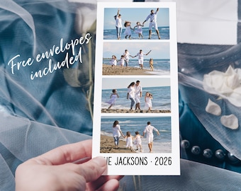 Custom Photo Booth Strip Magnet/Personalized Family Photo Strip Magnet/Wedding Picture Keepsake/Family Reunion Photo Cards/Baby Announcement