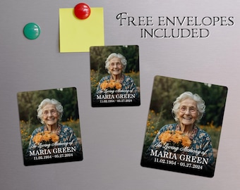Bulk Personalized Photo Memorial Magnets – Custom Sympathy Gifts & Funeral Favors for Guests, In Loving Memory of Grandmother or Grandfather