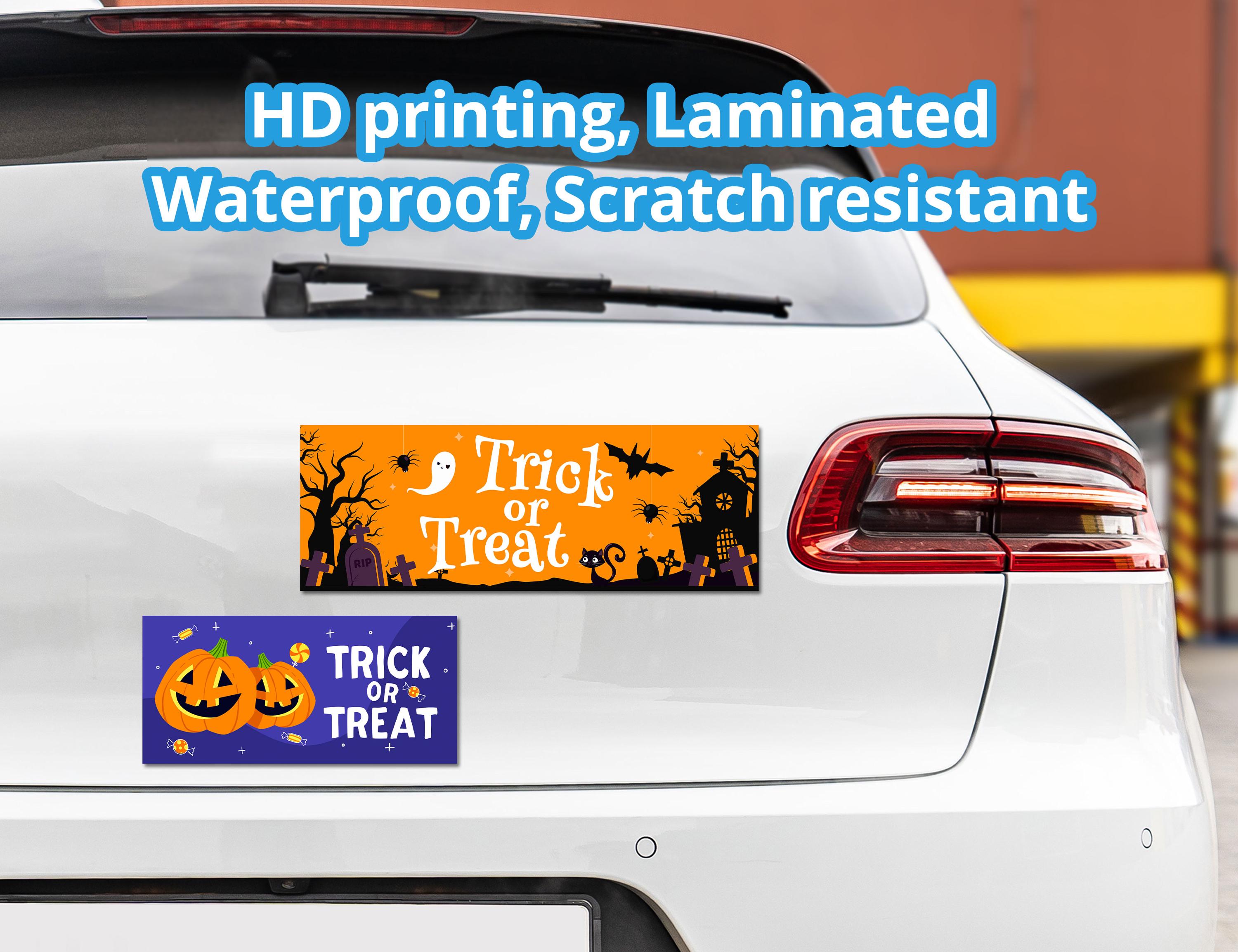 Custom Halloween Car Magnets/Waterproof Halloween Bumper Sticker/Trick or Treat Stickers/Happy Halloween Vehicle Stickers/Halloween Stickers