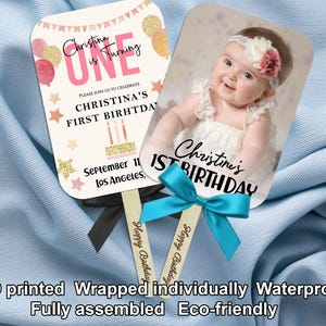 Custom Birthday Photo Fans, 1st Birthday Party Favors, First Birthday Celebration Fans, Birthday Party Invitation Fans, Summer Holiday Party