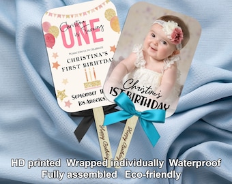 Custom Birthday Photo Fans/1st Birthday Party Favors/First Birthday Celebration Fan Favors/Double-Sided Print Hand Fans/Summer Holiday Party
