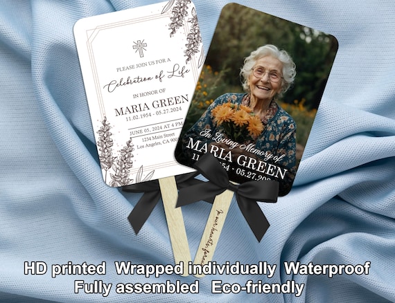 Custom Funeral Program Photo Fans Personalized Hand Fan for Memorial Service In Loving Memory Church Funeral Fans Memorial Favors for Guests