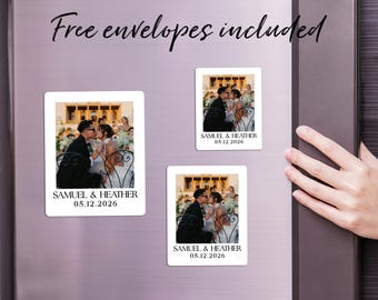 Custom Wedding Invitation Cards Save the Date Photo Magnets Wedding Favor Magnets Personalized Photo Magnet with Envelopes Thank You Magnets