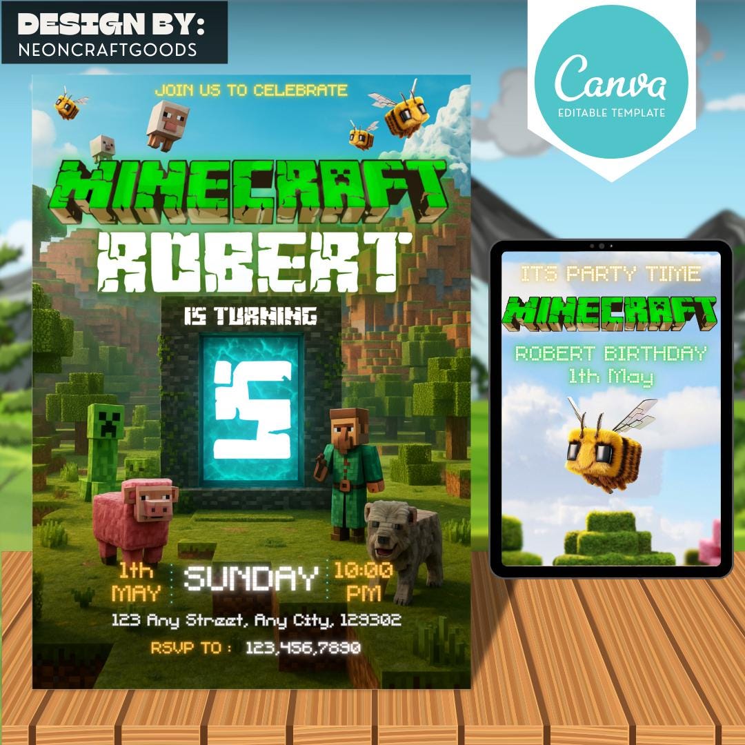 Colorful Minecraft Canva Invite