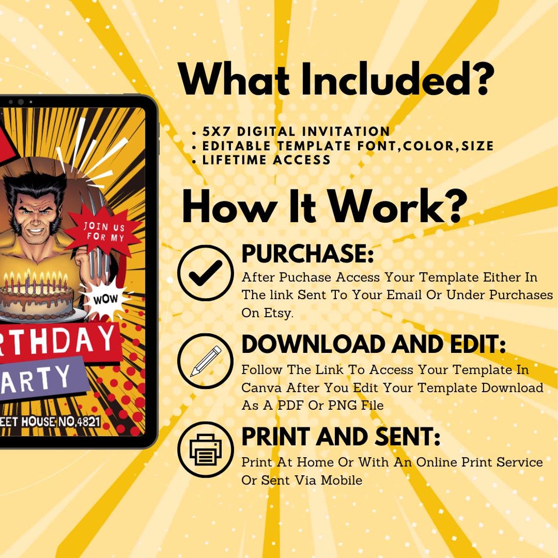 Wolverine Birthday Party Invitation | Wolverine Invitation | Birthday ...