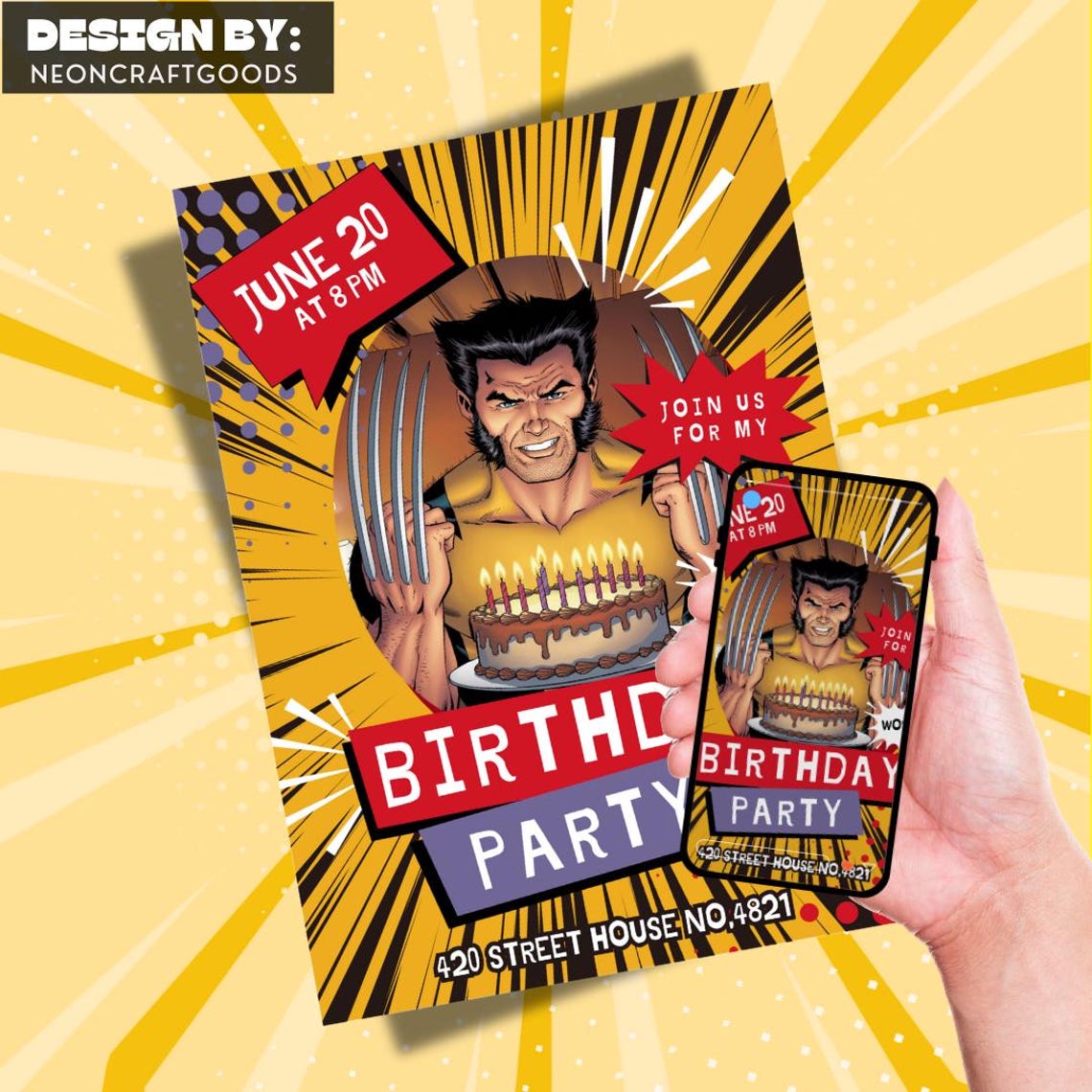 Wolverine Birthday Party Invitation | Wolverine Invitation | Birthday ...