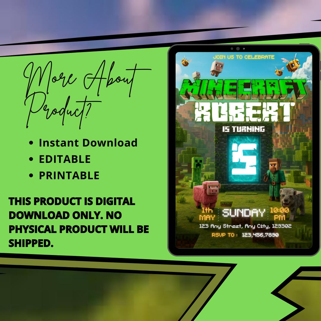 Colorful Minecraft Canva Invite