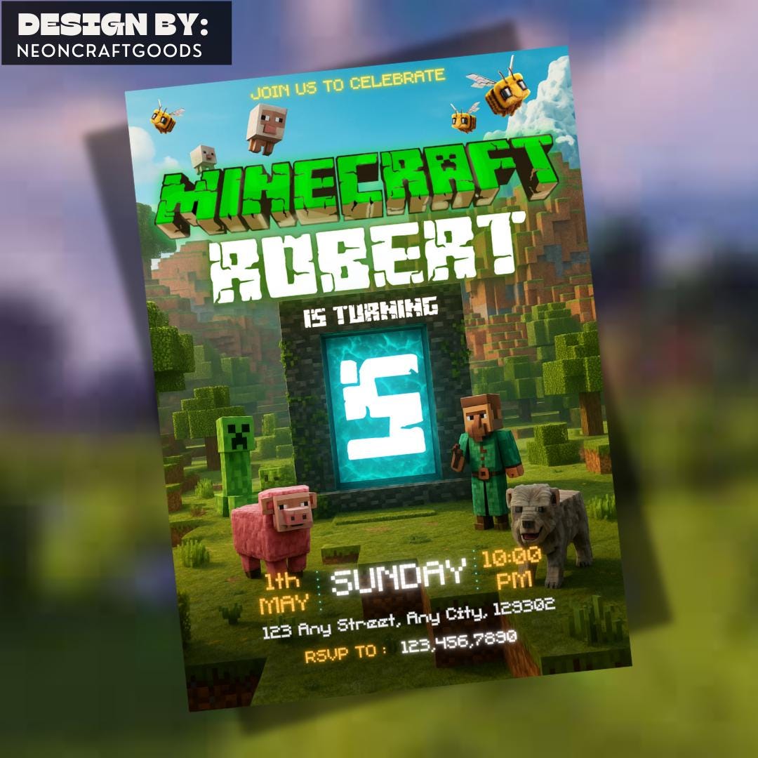 Colorful Minecraft Canva Invite