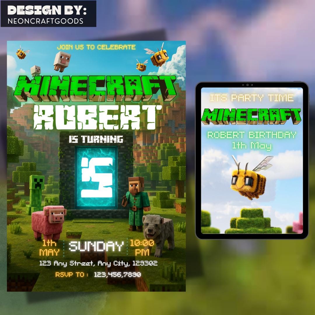 Colorful Minecraft Canva Invite