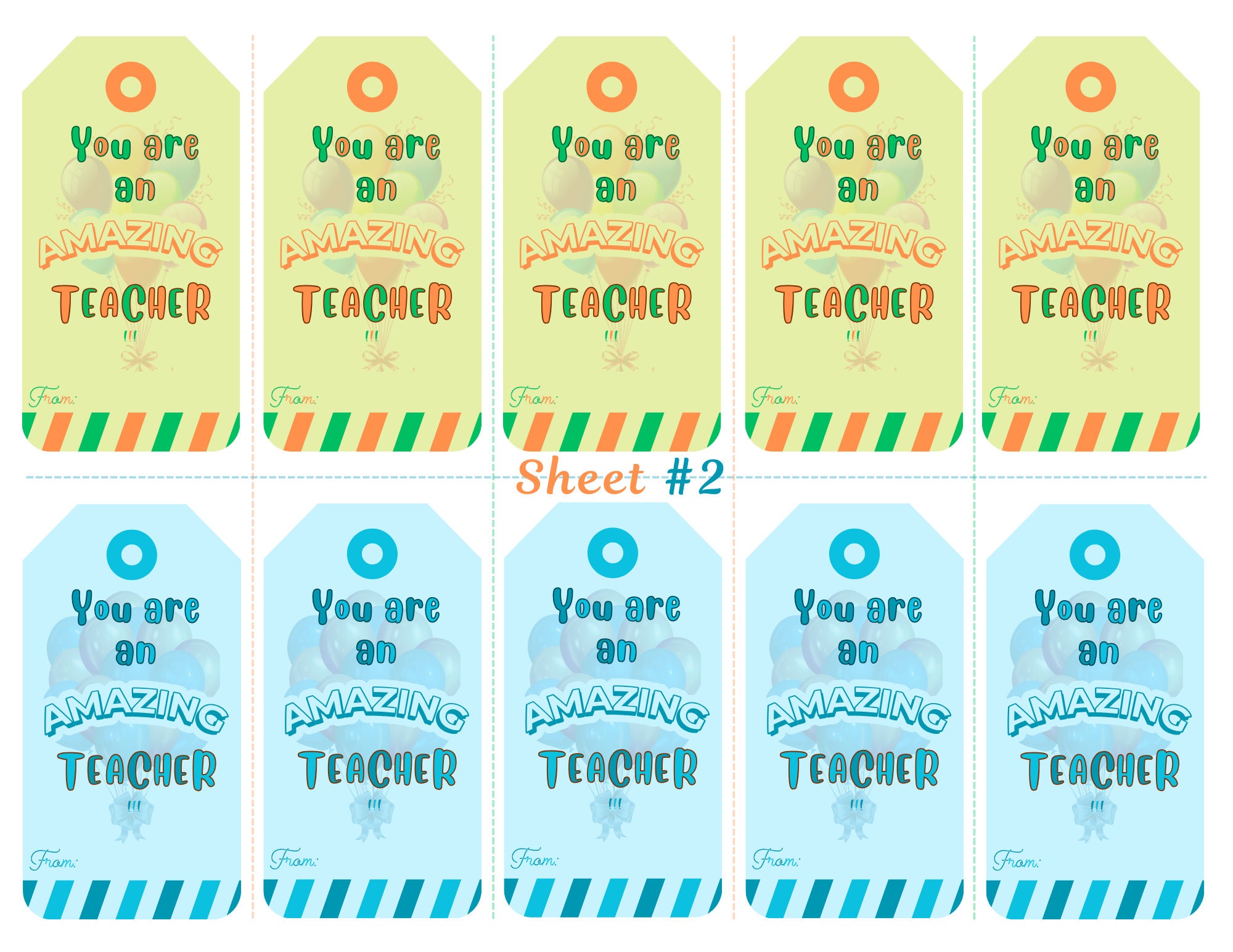 Printable Thank You Amazing Teacher Appreciation Gift Tags for Great ...