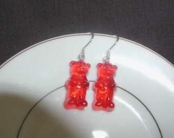 Red Cherry Gummy Bear Earrings,  Gummy Bear Candy