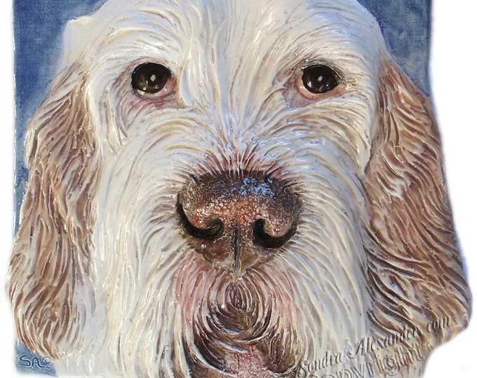 Italian Spinone Ceramic Portrait Sculpture 3D Dog Art Tile Etsy