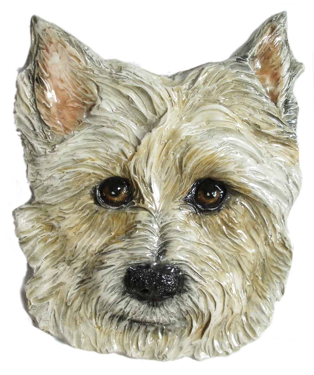 Cairn Terrier Ceramic Portrait Sculpture 3D Dog Art Tile By Sondra cairn-terrier-ceramic-portrait-sculpture-3d-dog-art-tile-by-sondra