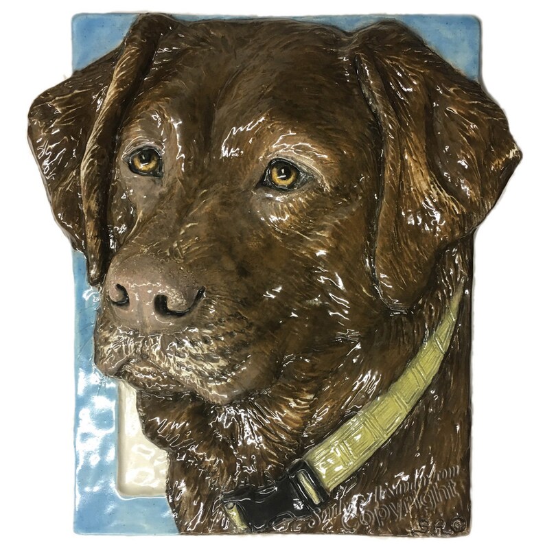 Labrador Retriever Brown Tile CERAMIC Portrait Sculpture 3d Etsy
