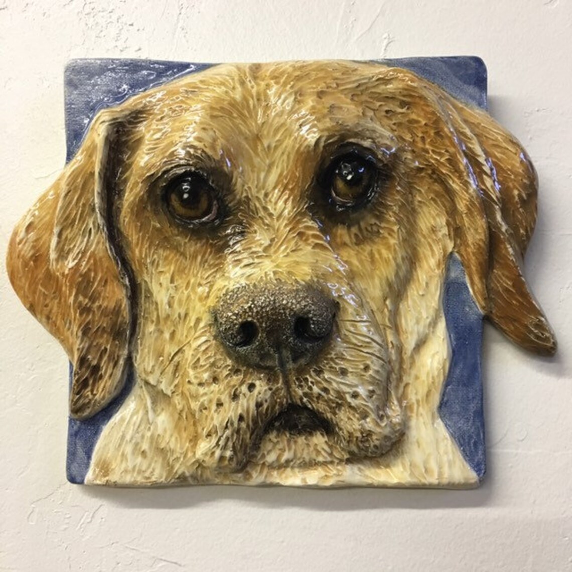 Yellow Labrador Retriever Tile CERAMIC Portrait Sculpture 3d Etsy
