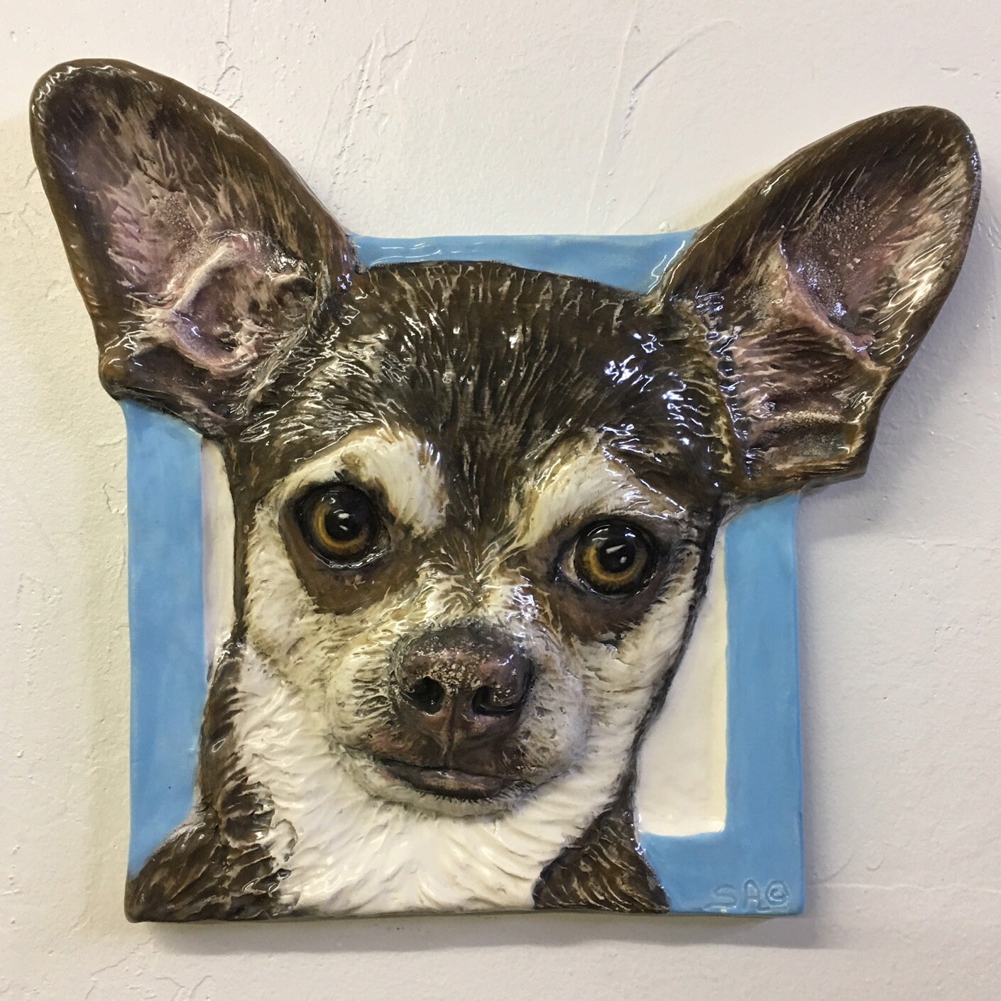 Chihuahua Puppy Dog CERAMIC Pet Portrait Sculpture 3D Animal Art