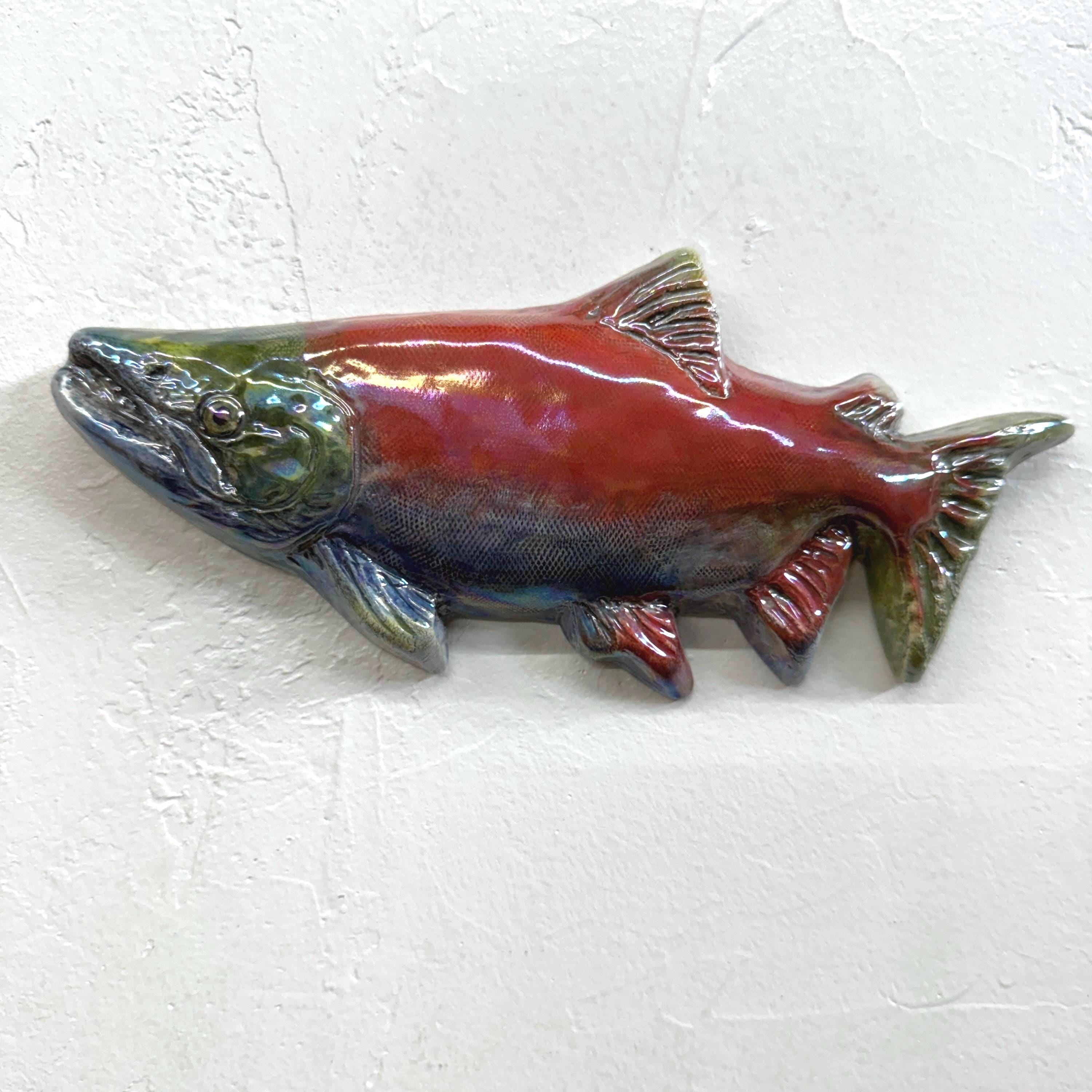 Sockeye Salmon Fish Fly Fishing Fisherman Tile CERAMIC Portrait