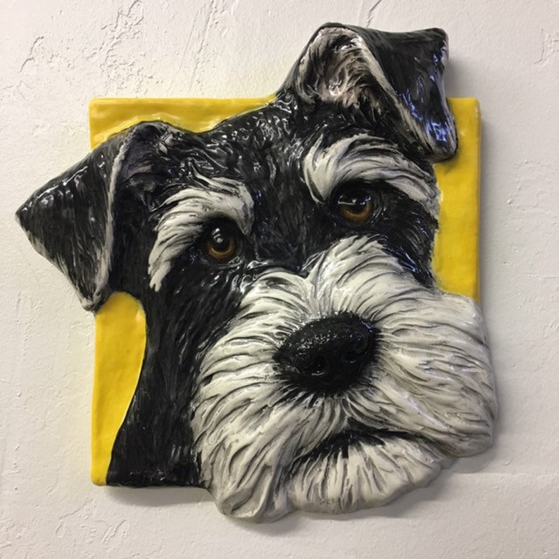 Schnauzer Keramik Portrait Skulptur 3D Hund Kunst Fliesen Etsy