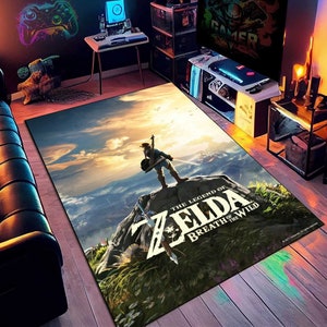 Zelda Game Rug, Legens of Zelda Rug, Gaming Rug, Gamer Gifts,, Video Gamer, Gift For Him, Gift For Gamers Room, Non-Slip Rug, Washable Rug