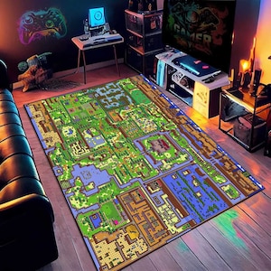 Tapis Zelda, tapis de jeu, cadeaux pour gamer, cadeau pour elle, joueur vidéo, cadeau pour lui, cadeau pour chambre de joueur, tapis carte pour tapis de joueur, tapis antidérapant