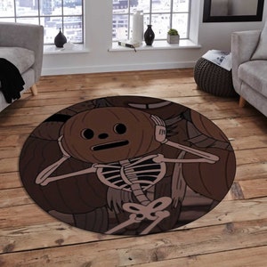 Tapis de sol citrouille effrayant, tapis d'Halloween, tapis rond, art citrouille orange, décoration cadeau de pendaison de crémaillère, cadeau pour lui, tapis antidérapant, tapis lavable
