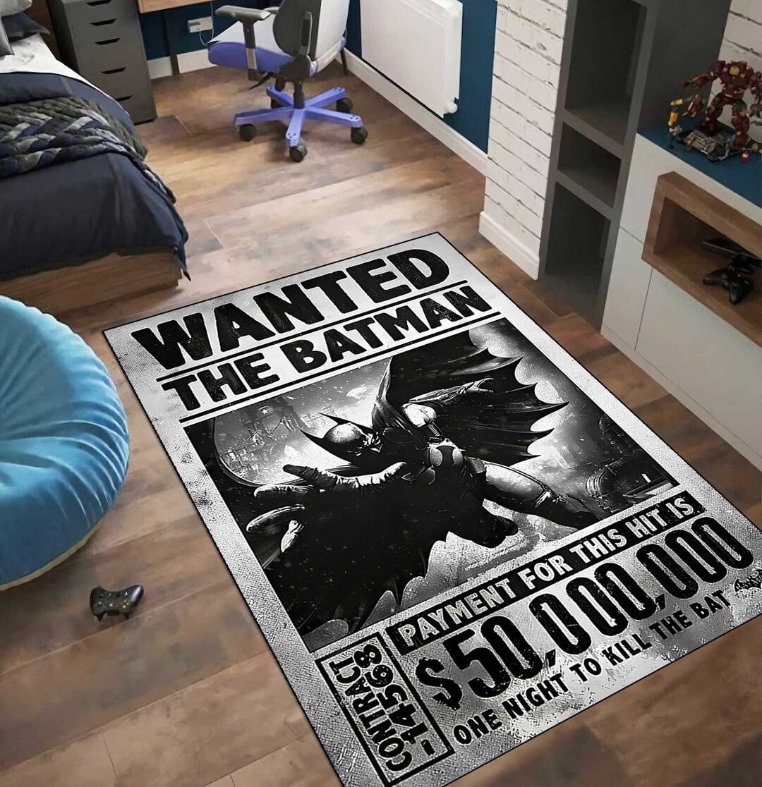 Batman Theme, Personalized, Wanted Poster Rug, Wanted Rug, for Living ...