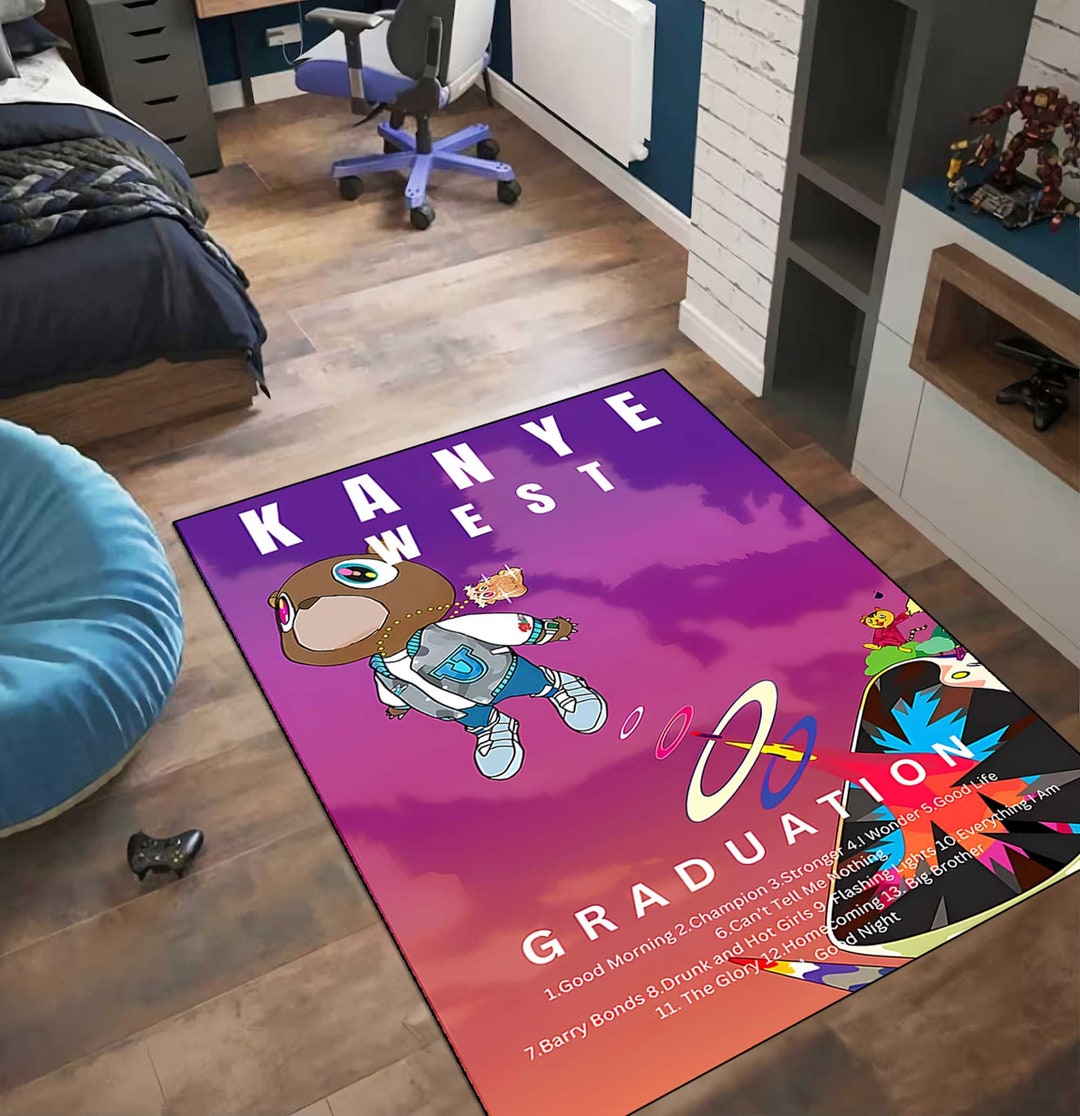 Kanye West Graduation Rug: Personalized Music Star Decor, Washable Non ...