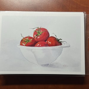 Take Your Pick - Tomatoes, confezione da 5 biglietti vuoti con interno, 5” x 7”, con busta, con opere d’arte originali di Roz Art.