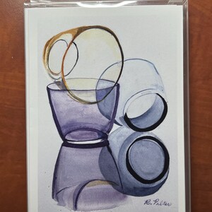 Tumbling - Bicchieri palloncini, confezione da 5 biglietti interni vuoti da 5” x 7” con busta, con opere d’arte originali di Roz Art.