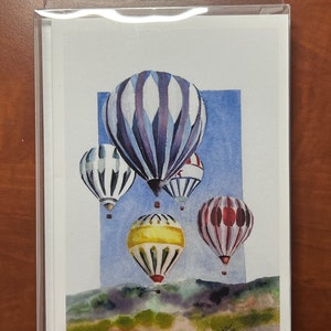 Up Up and Away - Balloons, confezione da 5 schede interne vuote da 5” x 7” con busta, con opere d’arte originali di Roz. Art.