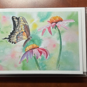 Wings Of Fancy, confezione da 5 biglietti vuoti con interni bianchi da 5” x 7” con busta, con opere d’arte originali di Roz Art.