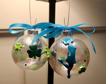 Irish Dancer Turquoise Clay & Glass Ornament