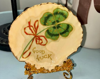 Good Luck/4 Leaf Clover, Antique Style Trinket Dish & Collectible