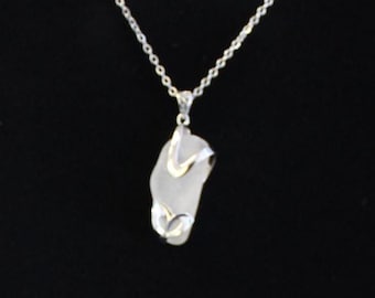 Sea Glass Pendant Necklace White