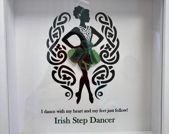 Sea Glass Irish Dancer Shadow Box: Collectible Dancer Display