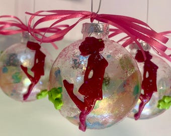 Irish Dancer Bright Pink Clay & Glass Ornament