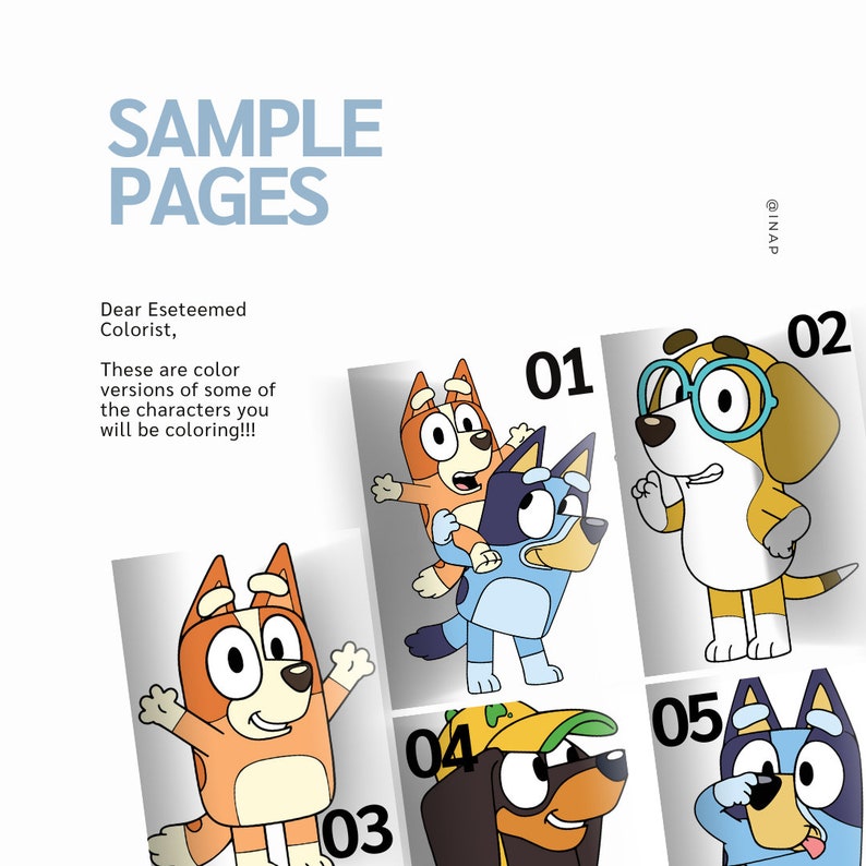 Bluey Digital Coloring Pages for Kids Instant Download Fun Bluey