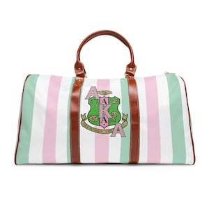 Alpha Kappa Alpha Sorority Inspired Personalized Travel Bag High-Grade Waterproof Nylon Luggage Gold Accents Boule AKA Gifts