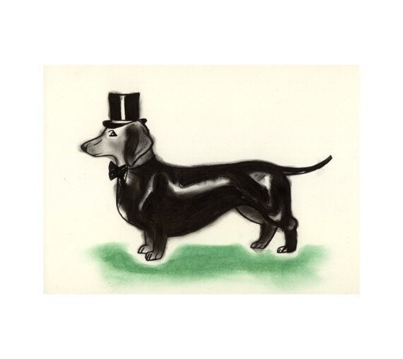 Items similar to Dog Art Dachshund Dog Sausage Dog Art Drawing