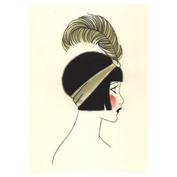 Poppy at the Ball: Art Deco Art print,  Fashion illustration, fashion print, art print, art deco - 4" X 6" print