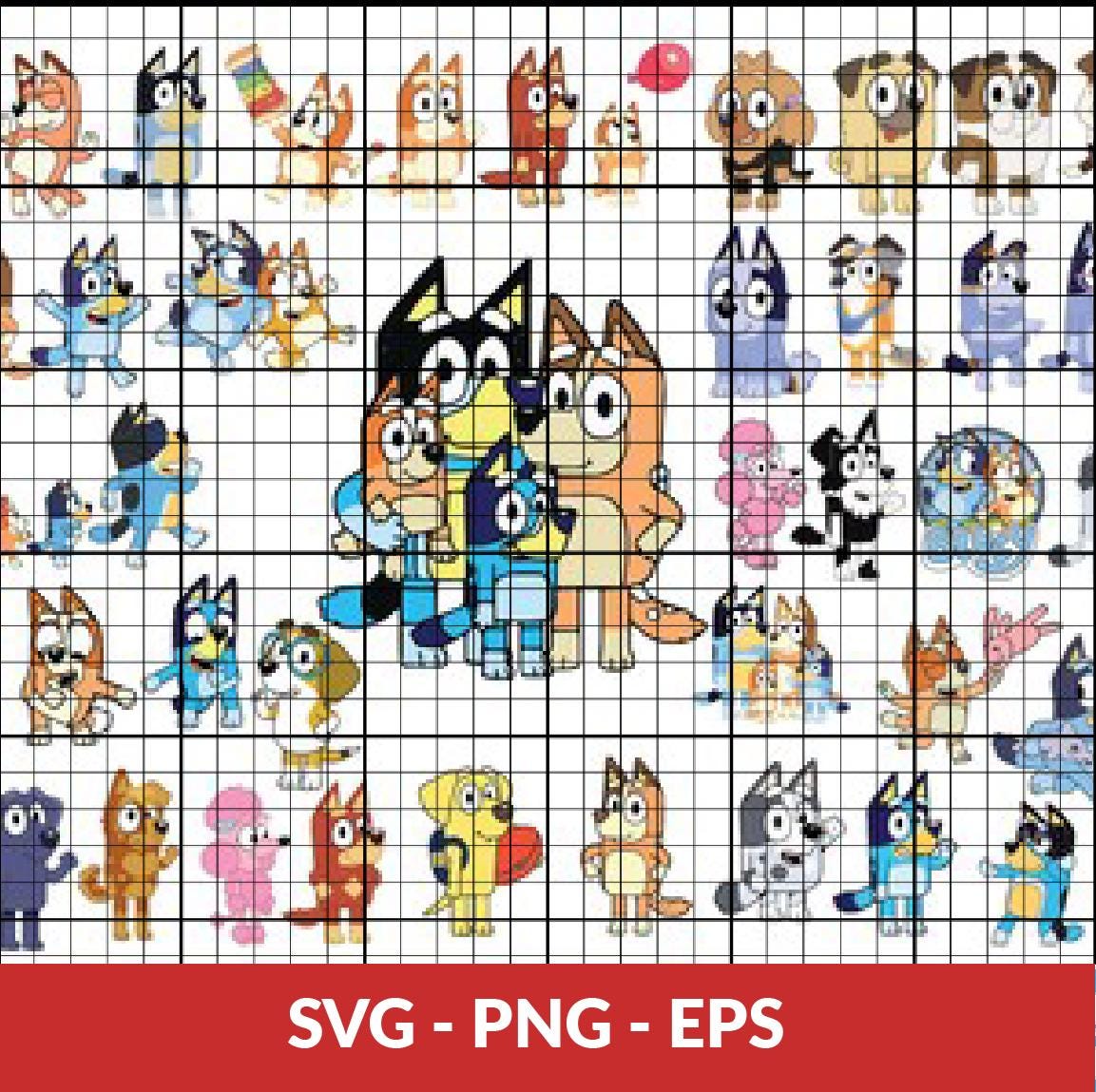 Layered Bundle Svg, blue SVG, bluey birthday, bluey party supplies, Blue Family SVG, puppy Party, Blue puppy Birthday Svg