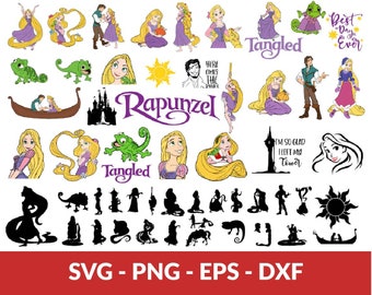 Rapunzel SVG Bundle, Rapunzel SVG-Dateien für Cricut und Silhouette, verheddert Clipart Digital Download