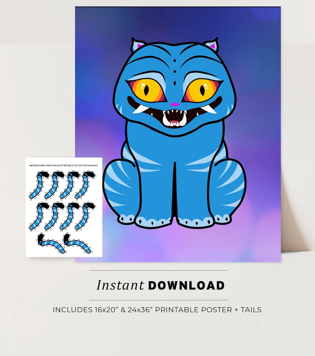 Kpop Demon Hunter Pin the Tail on Derpy the Tiger | Printable