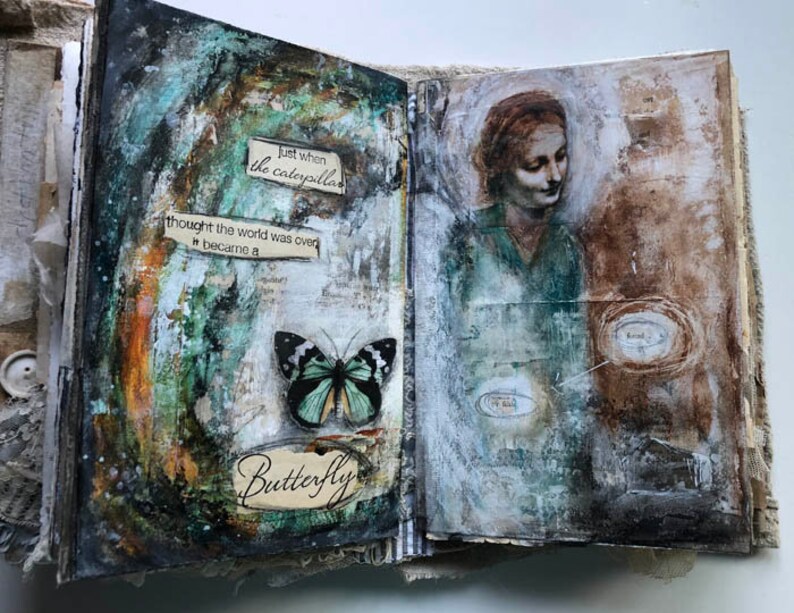 Online Tutorial Instructional Altered Mixed Media Book Class wanderings from within image 8