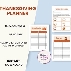 Printable Thanksgiving Planner, Meal Prep, Checklist, Budget ...