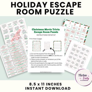 Christmas Movie Trivia Escape Room, Printable Holiday Game, Family-Friendly Christmas Escape Room with Movie-Themed Puzzles and Challenges
