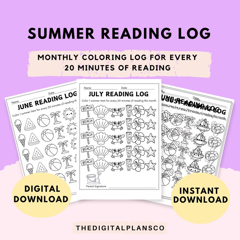Summer Reading Log for Children I Kids Reading Tracker I Book Review I ...