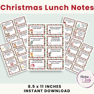Druckbare Weihnachten Lunchbox Notizen & Witze, Lunchbox Notizen für Kinder, Urlaub Lunchbox Karten, Weihnachten Witze druckbar, Ideen für die Schule